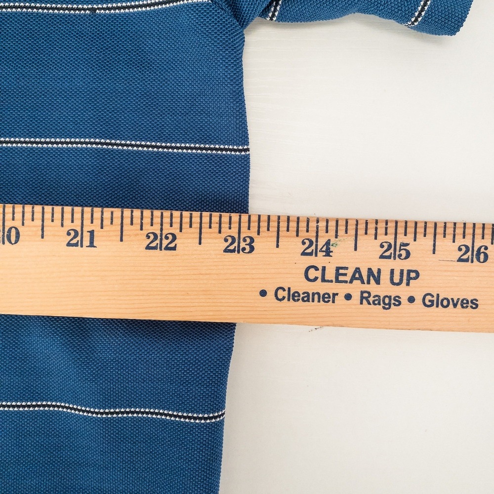 Ralph Lauren Chaps Golf Polo Shirt Mens XL Blue Striped Stay-Dry Performance - Picture 8 of 10